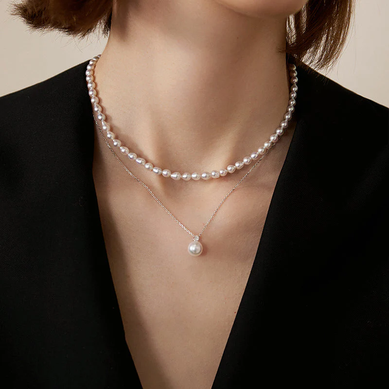 Premier Akoya Pearl 18K Gold Diamond Necklace - Image 12