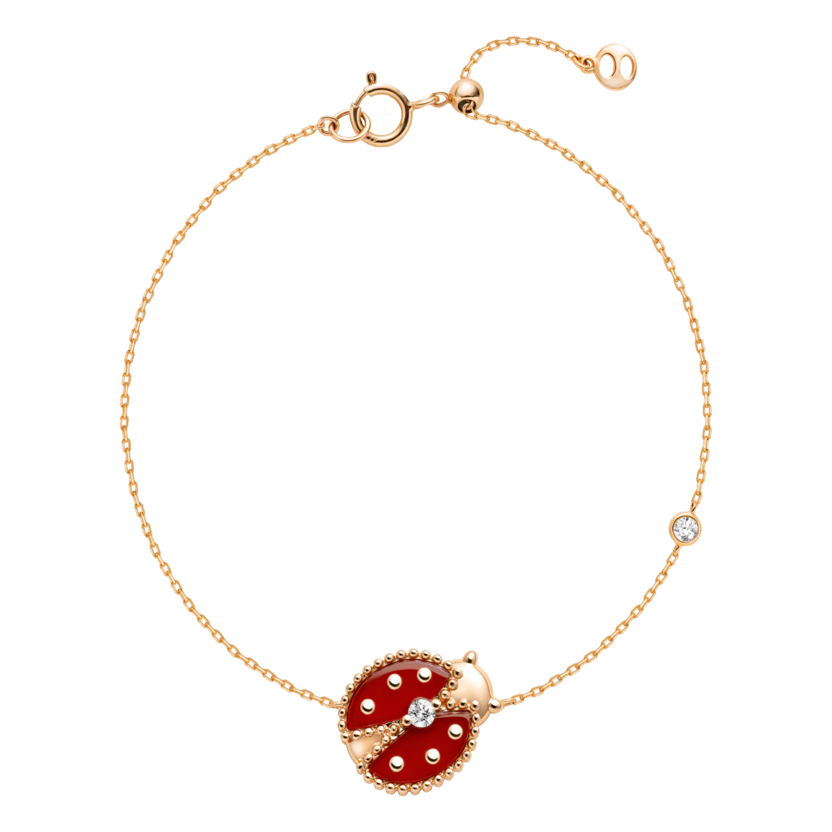 Red Agate 10K 14K Rose Gold Lab-Grown Diamond Insect Bracelet