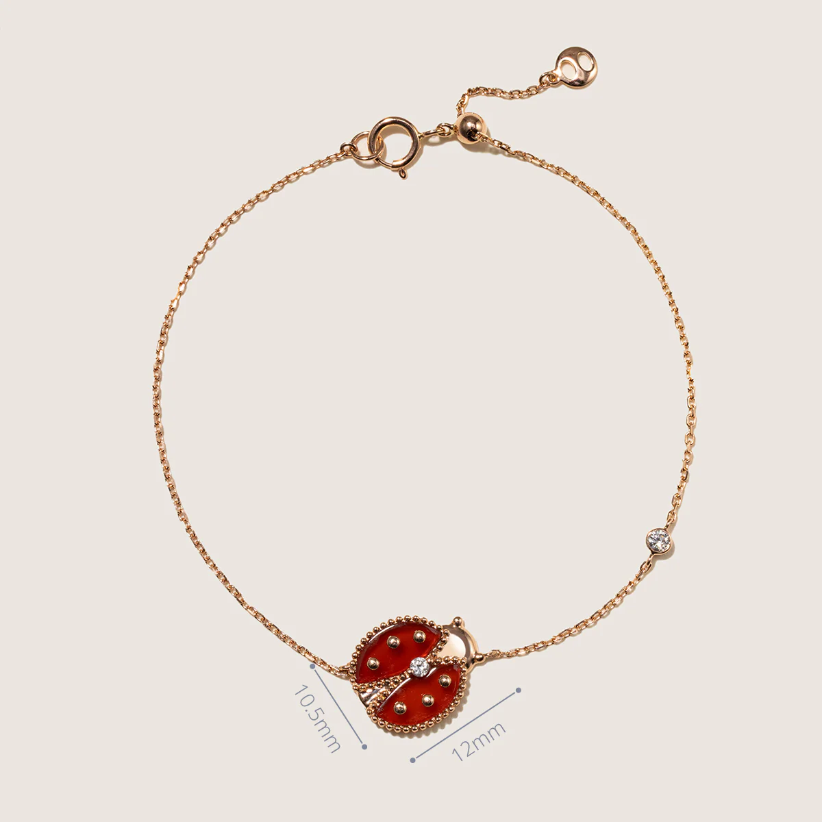 Red Agate 10K 14K Rose Gold Lab-Grown Diamond Insect Bracelet - Image 7