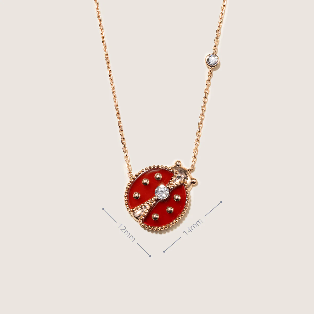 Red Agate 10K 14K Rose Gold Lab-Grown Diamond Insect Necklace - Image 7