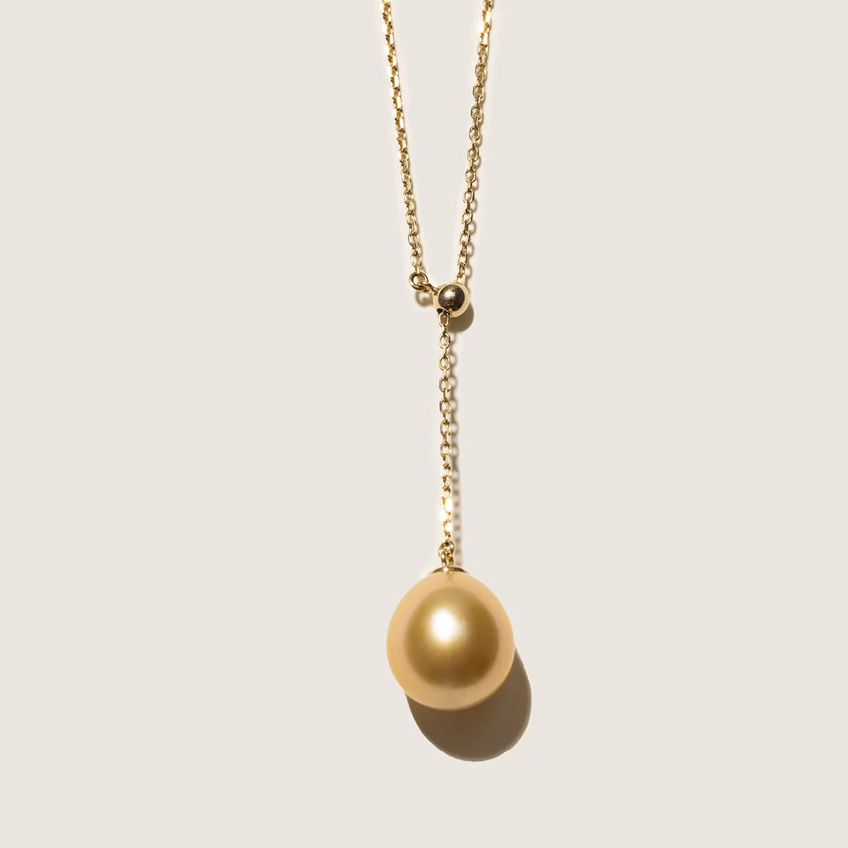 South Sea Golden Pearl 14K Gold Adaptable Y Necklace - Image 2