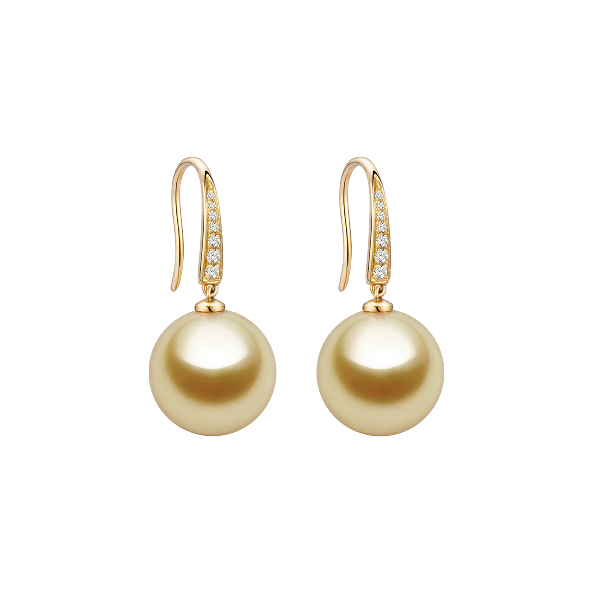 South Sea Golden Pearl 18K Diamonds French-style Ear Hook Earrings