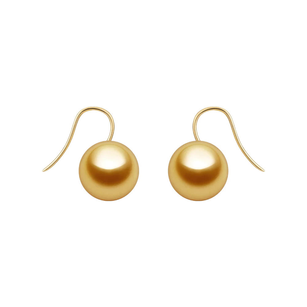 South Sea Golden Pearl 18K Gold Classic Design Hook Earrings
