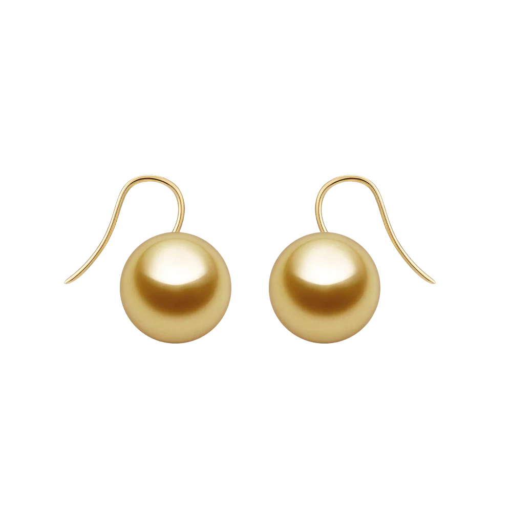South Sea Golden Pearl 18K Gold Classic Design Hook Earrings - Image 3