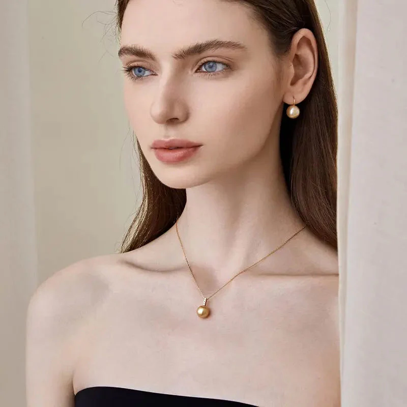 South Sea Golden Pearl 18K Gold Classic Design Hook Earrings - Image 5