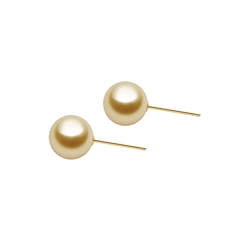 South Sea Golden Pearl 18K Gold Classic Straight Pin Earrings