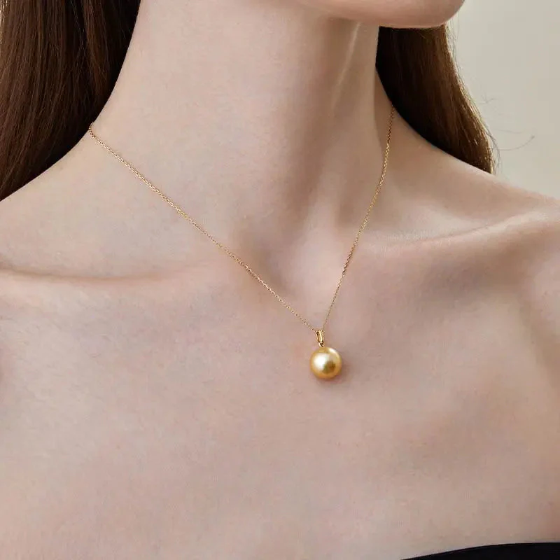 South Sea Golden Pearl 18K Gold Elegant Design Necklace - Image 6