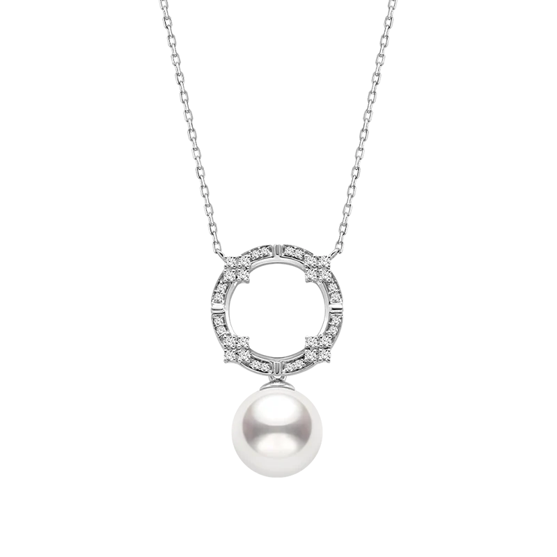 South Sea White Pearl 18K Gold Diamond Overhead Arch Necklace